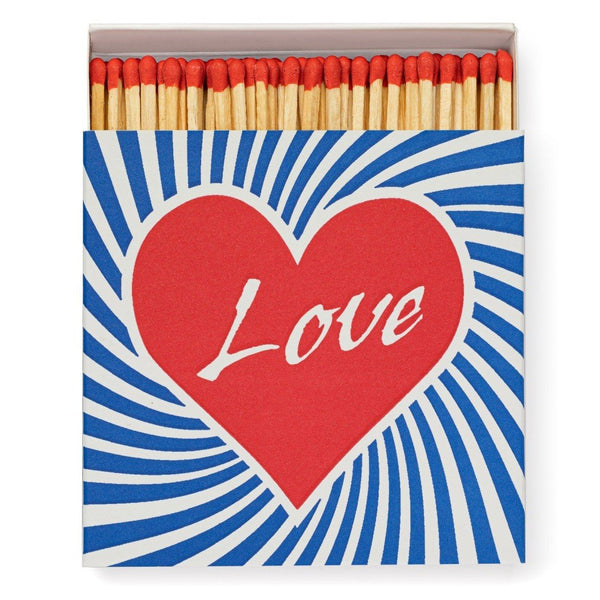 Matchbox with heart that says love