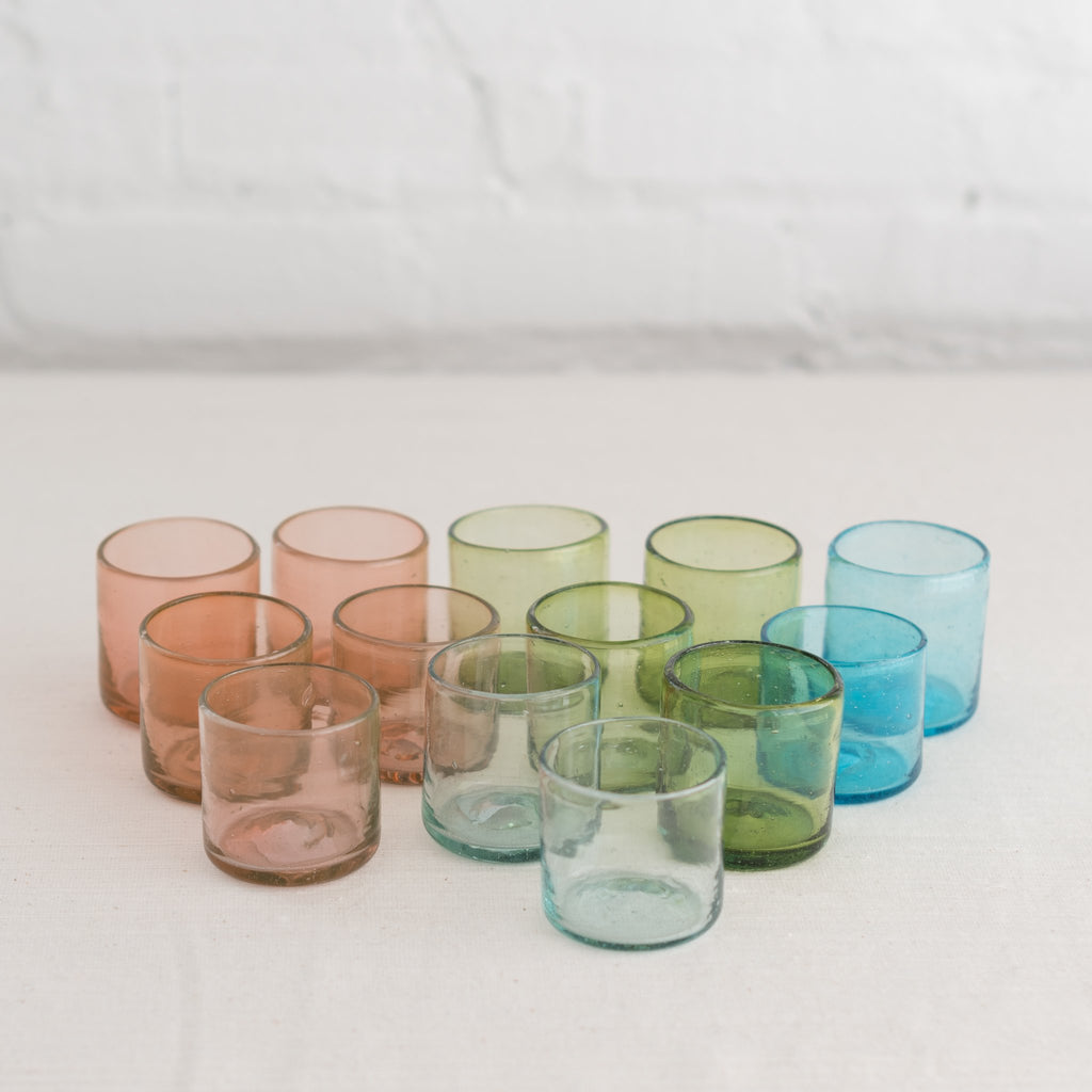 recycled glas - Mezcal glass- bitters and co glass - colored mezcal glassware - aqua mezcal glass - rose mezal glass - green mezcal glass
