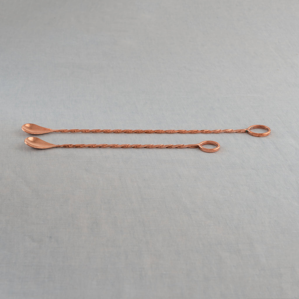 copper bar spoons - Made in Mexico - recycled copper artisan bar spoon - cocktail mixing spoon - modern bar spoon - Sertado Copper bar spoon