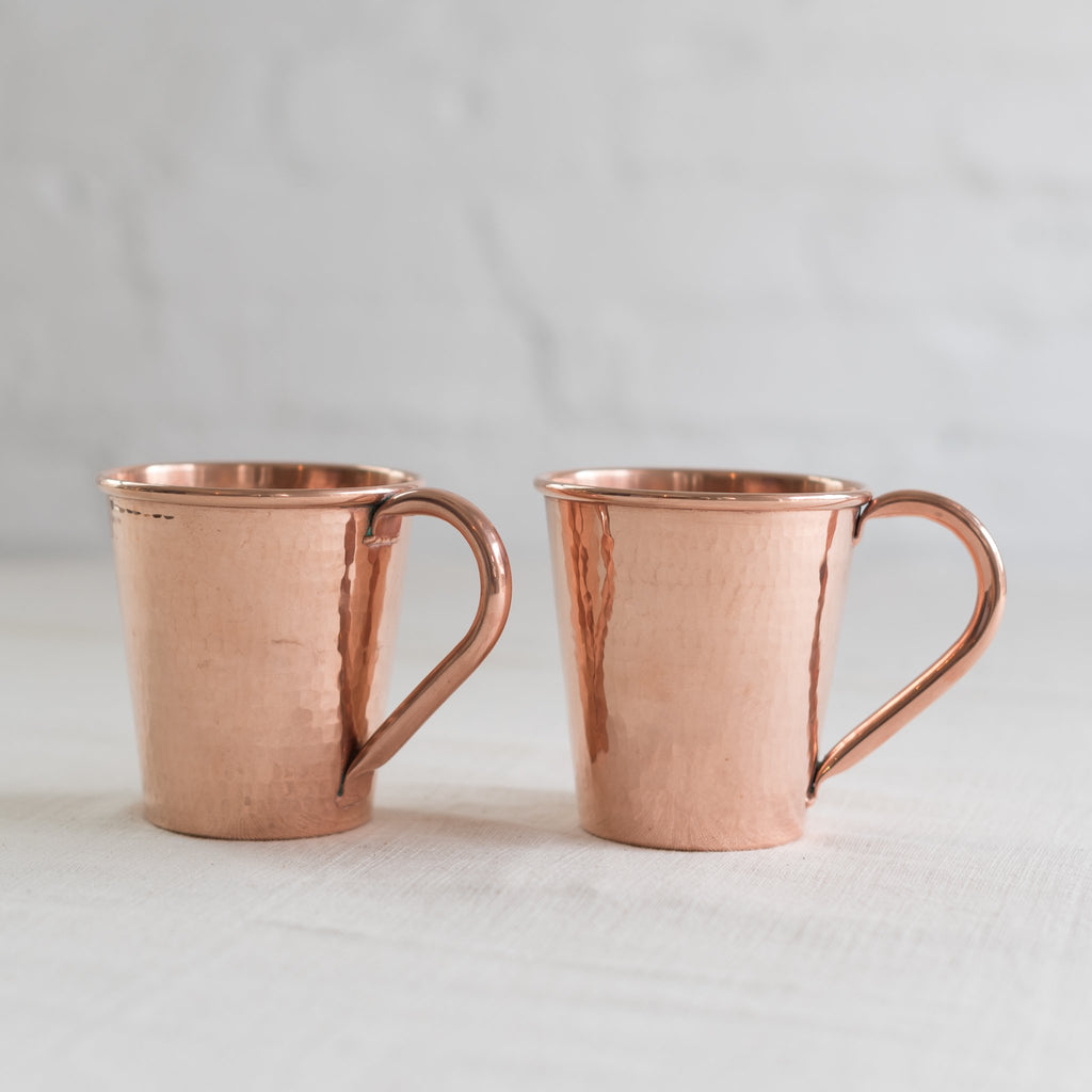 moscow mule mugs - moscow mule cups - moscow mule copper cups - hammered copper moscow Mule mugs - Sertado copper - made in Mexico