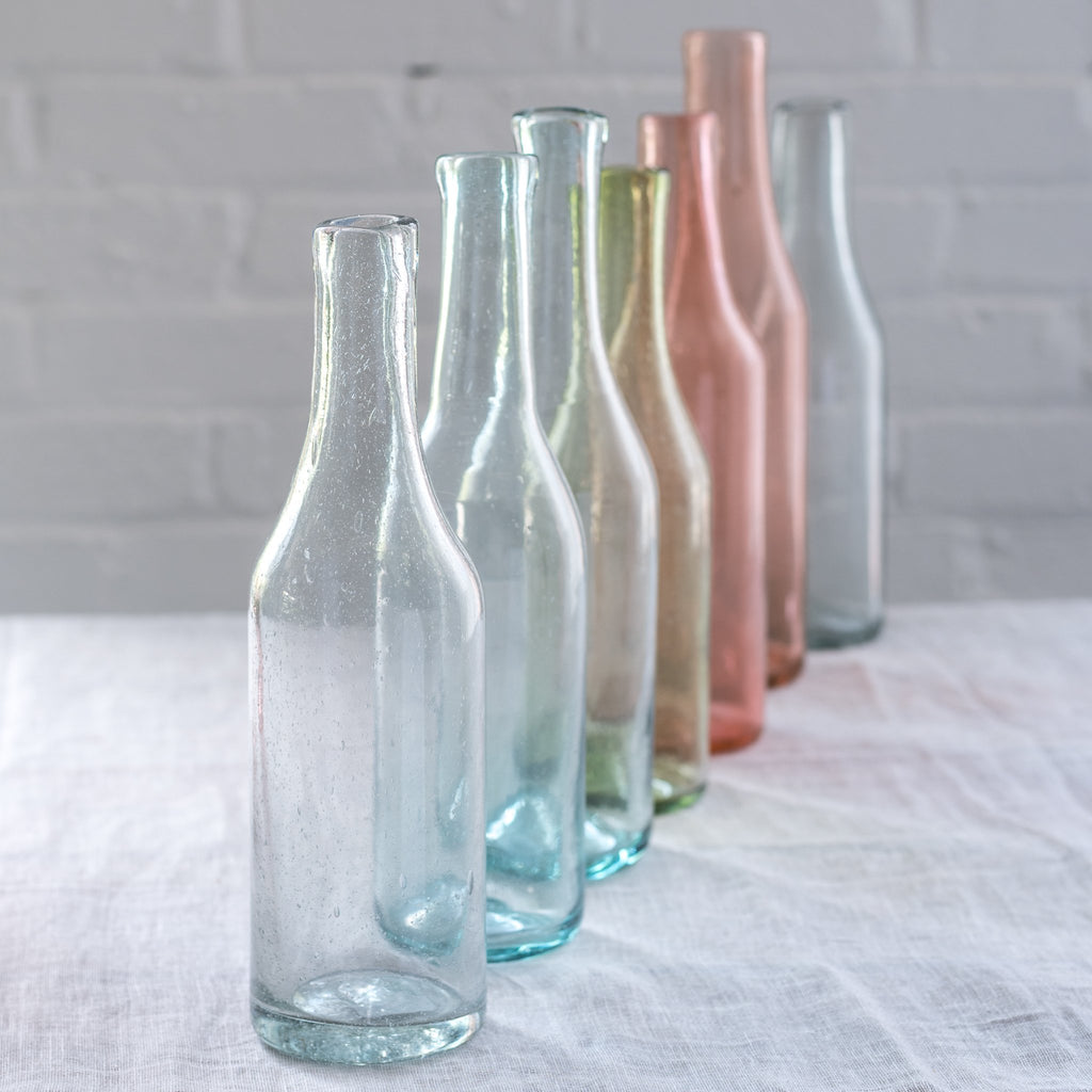 bitter's & co - hand blown glass pitcher - glass carafe - colorful glass - glass bottle