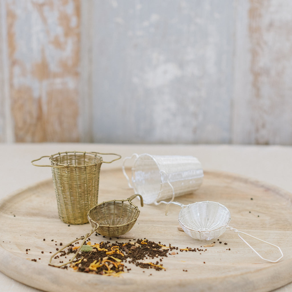 brass tea strainer basket