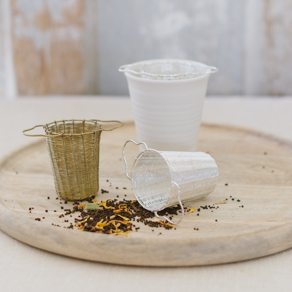 brass tea strainer basket