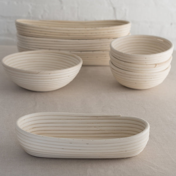 A collection of Rattan Reed Banneton Bread Proofing Baskets