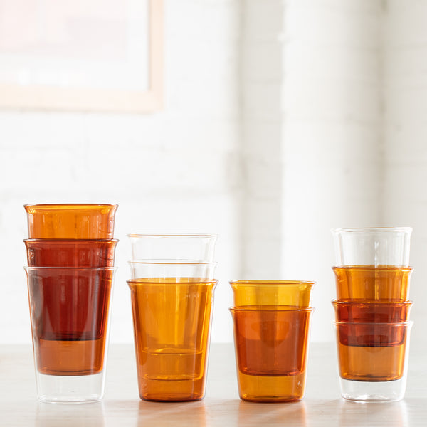 elegant amber and clean drinking glasses
