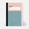 Notebook with a pink and blue design on a white background