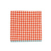 Red and white checkered napkin on a white background
