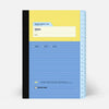 Notebook with yellow and blue cover on a white background