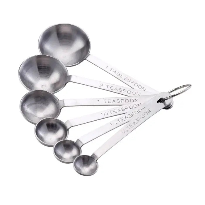 set of 6 measuring spoons in stainless steel. 