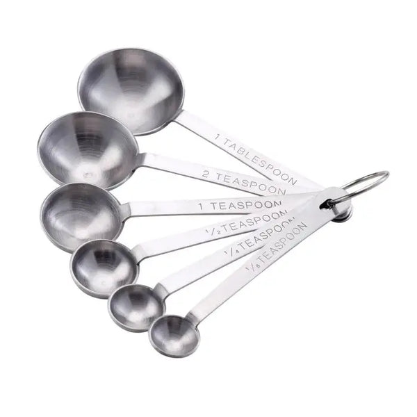 set of 6 measuring spoons in stainless steel. 