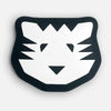 Black and white tiger head design on a white background
