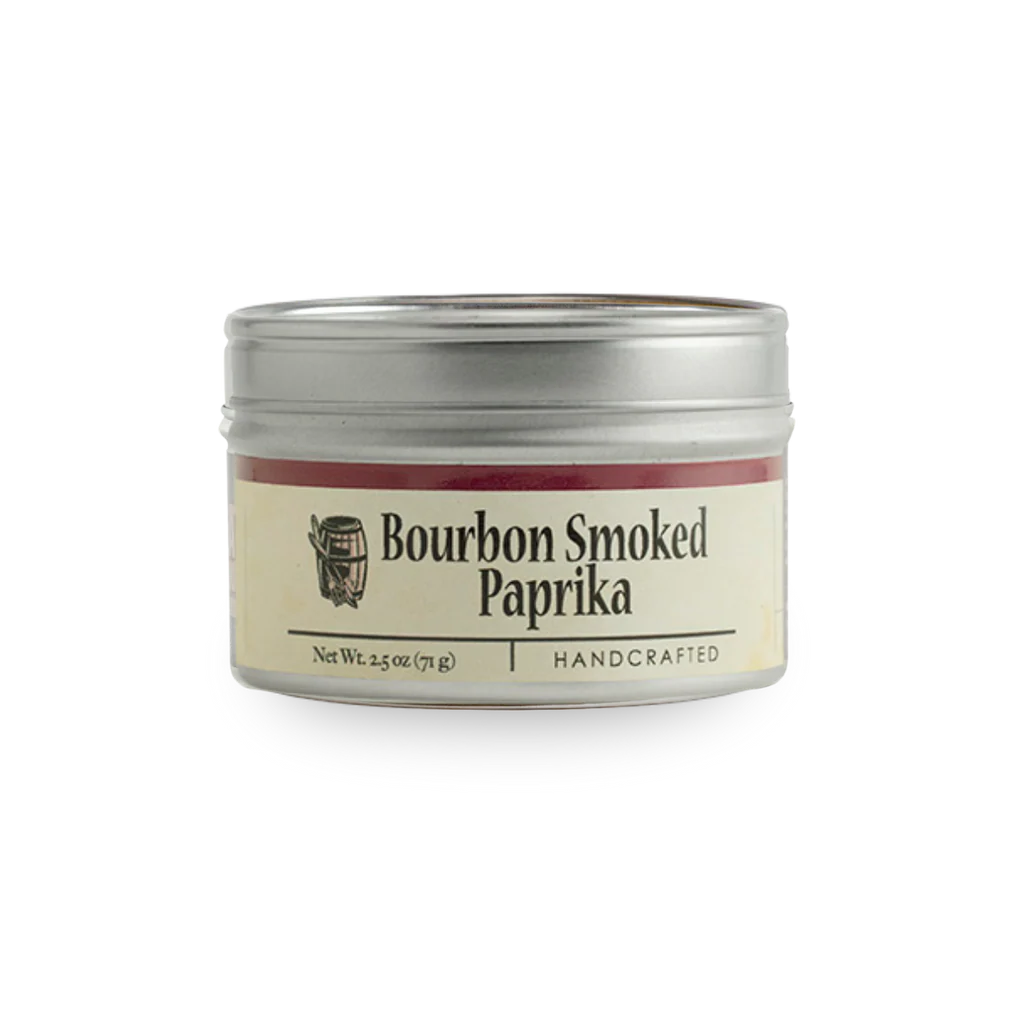 Tin of Bourbon Smoked Paprika on a white background