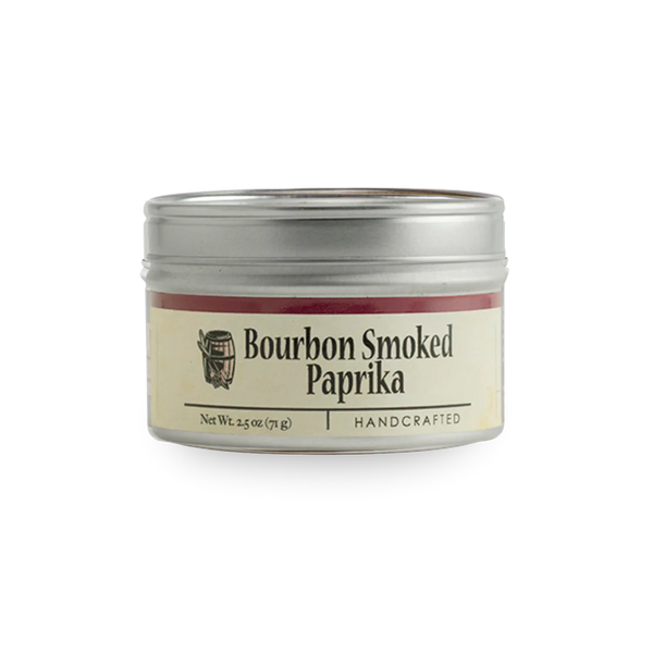 Tin of Bourbon Smoked Paprika on a white background