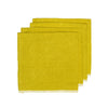 Set of three yellow napkins on a white background