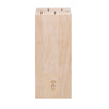 Wooden knife block with engraved logo on a white background