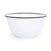 White bowl with black rim on a white background
