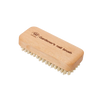 A wooden gardener's nail brush with light natural wood handle and cream-colored bristles, shown on a plain white background. The handle is engraved with the brand logo and the text 'Gardener's nail brush'.