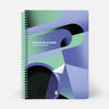 Notebook with geometric design on a white background