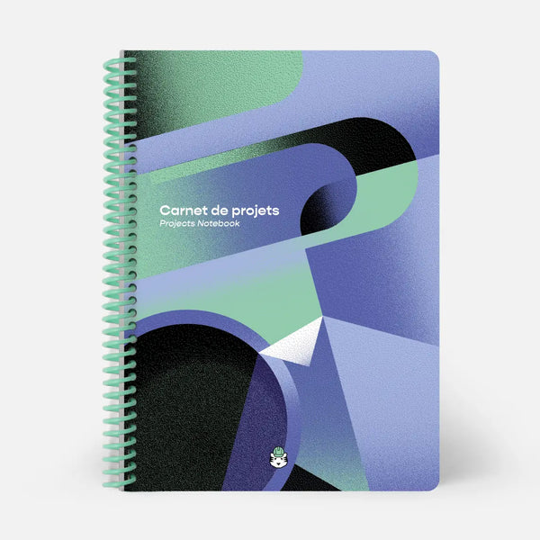 Notebook with geometric design on a white background
