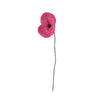 Pink felted wool flower on a white background