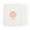 White card with orange emblem and 'GRACIAS' text on a white background