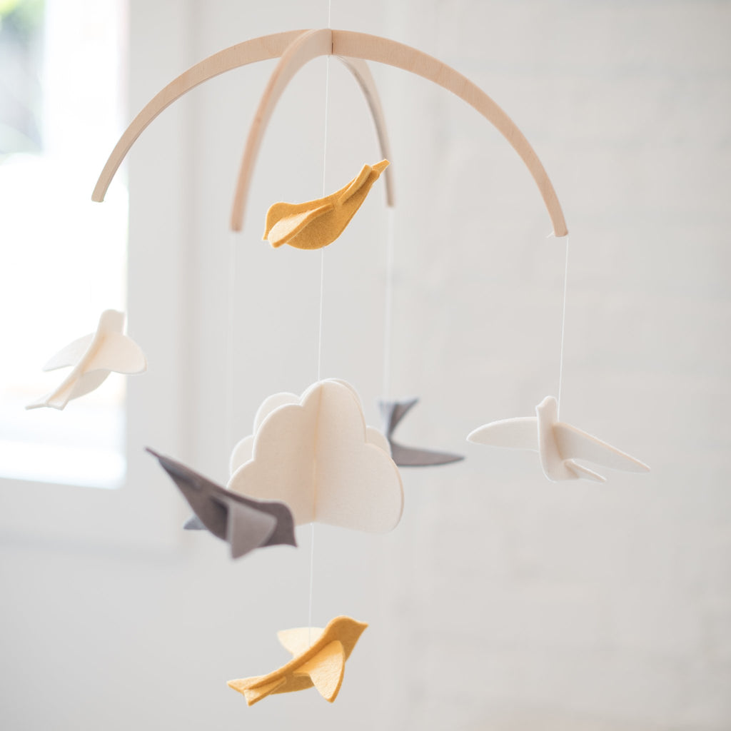 wool - felt - baby mobile - mobile - nursery decor - bird mobile