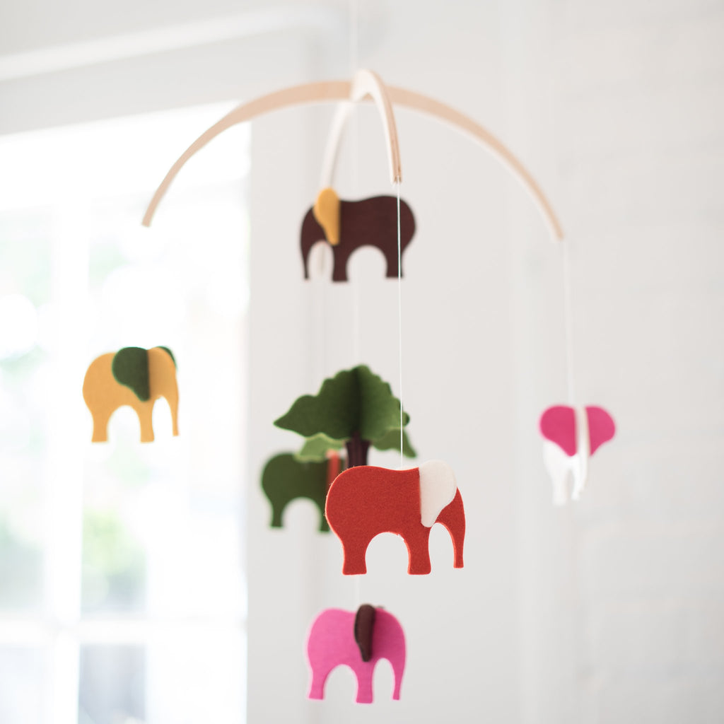 baby mobile - felt - wool - elephant mobile