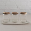 acacia wood top glass jars - glass storage jars with wood top- behome glass containers - glass storage jars