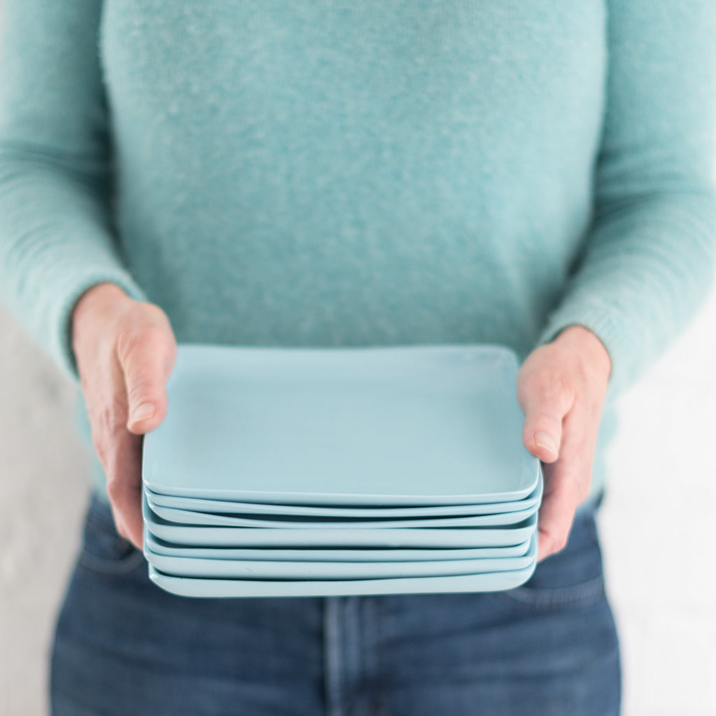 mud square platter - mud platter - mud dish - duck egg - plum - milk - pink - breakfast plate - mud- mud australia
