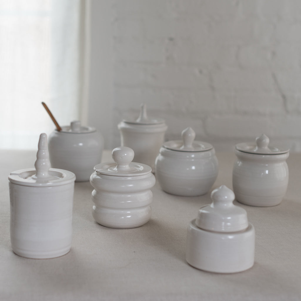 white ceramic jam jar - fd pottery 