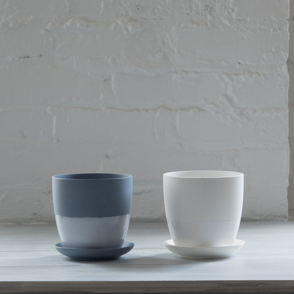 minimal planter - chive planter - grey blue planter - modern planter 