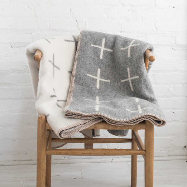 hawkins new york - cross blanket - wool blanket - modern blanket